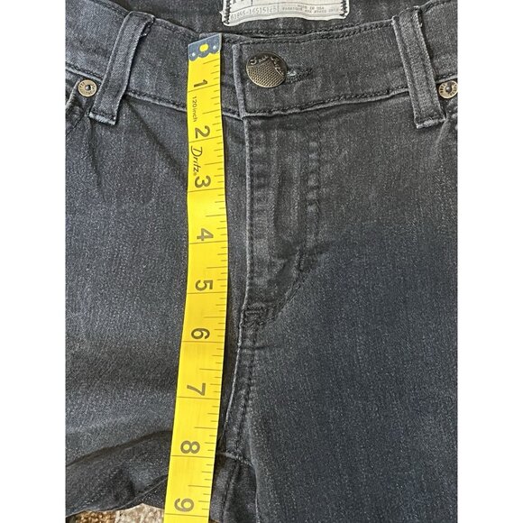 Free People Mid Rise Black Flare Jeans Size 27  Raw Hem Stretch Denim Zipper - Picture 6 of 10